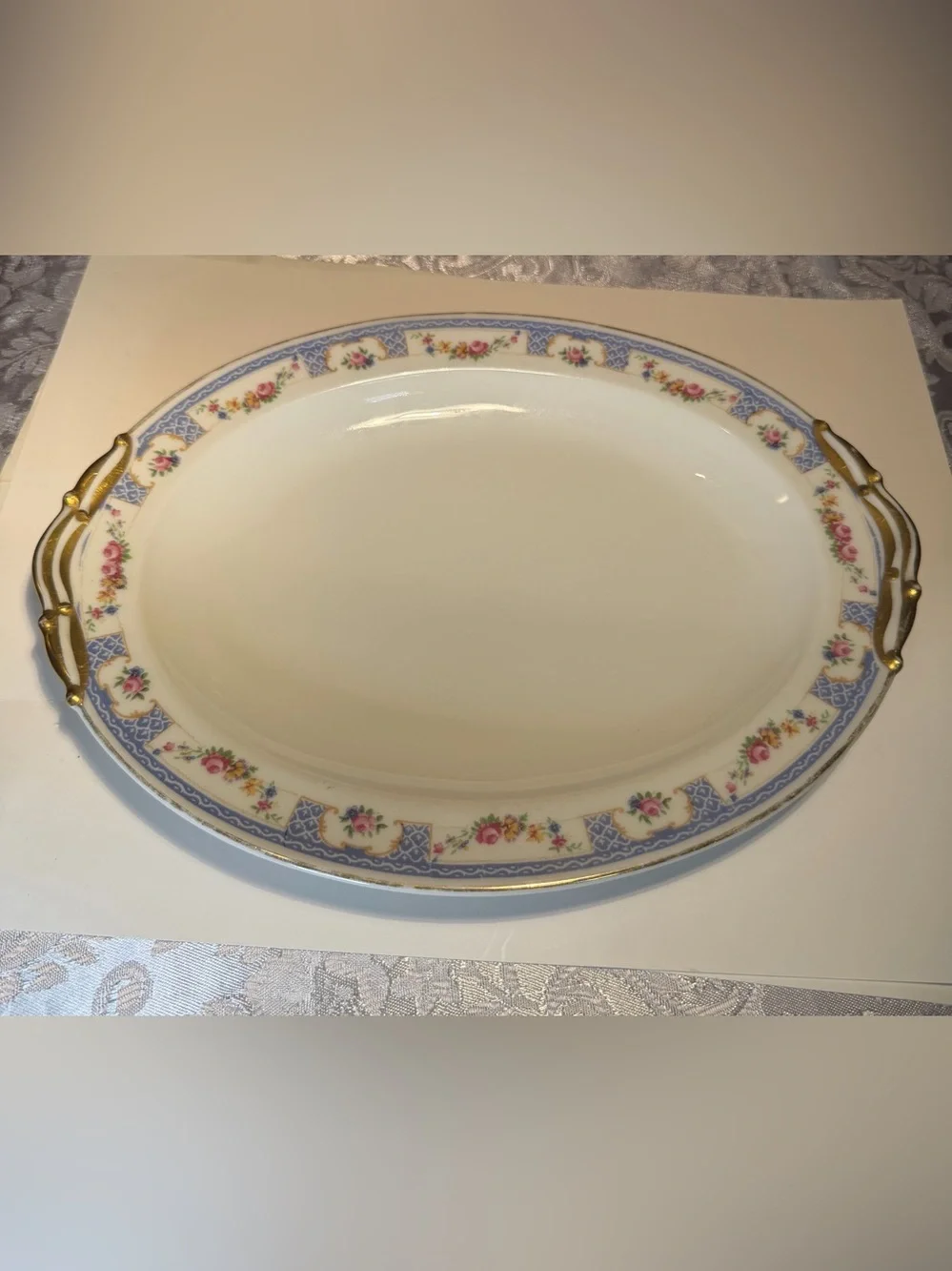 Antique Floral Platter French Porcelain L. Bernardaud & Cie Limoges France 1900s